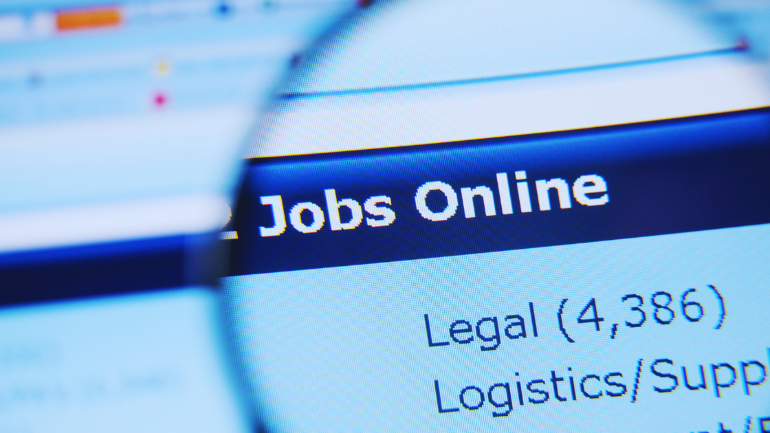 Computer screen of person looking for a job