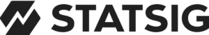 statsig spelled in black with a white line pointing up
